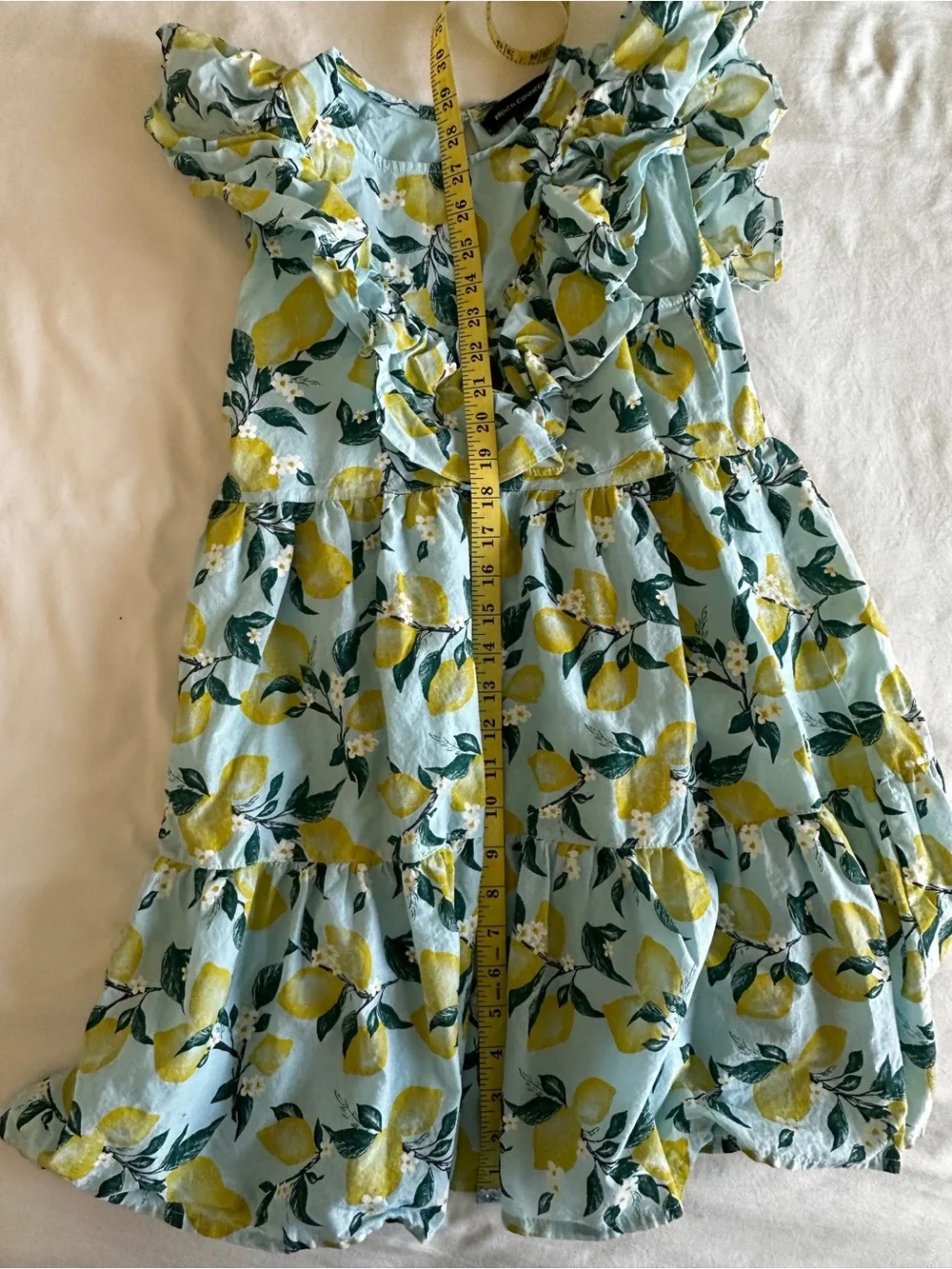 French Connection Light Blue Lemon Ruffle Tier Dress